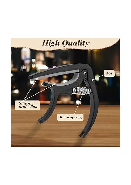 Gitar Için Kapo, Gitar Capo, 6 Pena, Akort Cihazı, Gitar, Gitar Aksesuarı, Capotastos Capo, Tüm Enstrümanlar Için Gitar Kaposu, Elektro Gitar, Bas, Keman, Ukulele (Siyah) modelleri