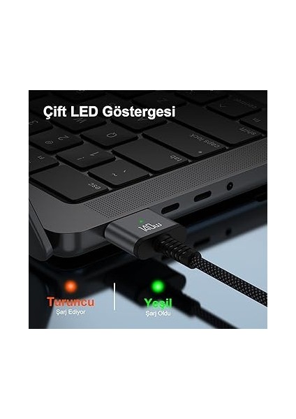 BXM3C 140W Type-C To Magsafe 3 Macbook Pro ve Macbook Air 13″ 14″ 16″ M1 M2 Uyumlu Pd 3.1 Manyetik Örgülü Hızlı Şarj Kablosu 2 Metre indirimleri