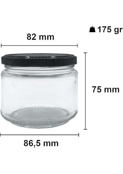300 ml Metal Siyah Kapaklı Şeffaf Cam Kavanoz 10 Adet fiyatları