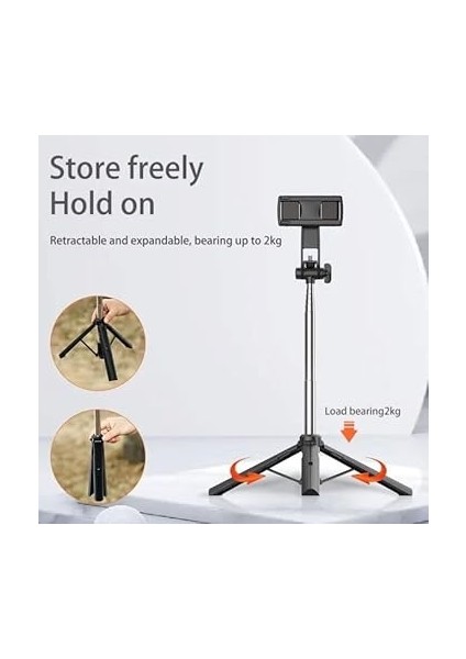Bluetooth Kumandalı Telefon Tripodu – Ayarlanabilir Yükseklikli Selfie Çubuğu, Masaüstü ve Portatif Tasarım, Ev, Stüdyo, Tatil, Kamp ve Dış Mekan Çekimleri Için Uygun P170 indirimleri