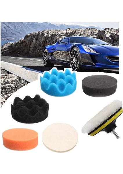 8 Parça 80MM Polisaj Seti Matkap Ile Kullanılabilen Pasta Cila Pedi Sünger Cırtlı Polisaj Yün Ped