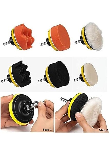 8 Parça 80MM Polisaj Seti Matkap Ile Kullanılabilen Pasta Cila Pedi Sünger Cırtlı Polisaj Yün Ped modelleri