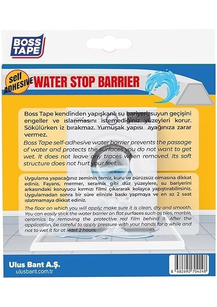 Tape Duş, Kapı Eşiği, Mutfak Tezgahı Etrafı Su Kesici Bariyer - 2 Metre modelleri