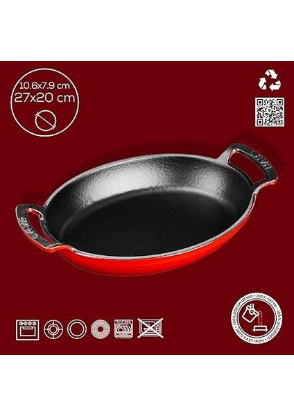 Metal Oval Kuplu Döküm Tava 27X20, Kırmızı indirimleri