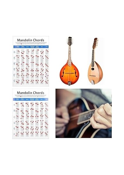 Mandolin Akor Alıştırma Tablosu, Yeni Başlayanlara Yönelik Rehberlik Için Klavye Notaları Kaplamalı Kağıt fırsatları