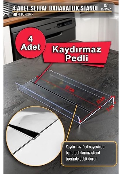 Home 4 Adet Kaydırmaz Pedli Şeffaf Stand Baharatlık Standı Çekmece Içi Düzenleyici Mhydkplx4 indirimleri
