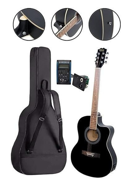 XC-300XBK-AMP Profesyonel Amfili Siyah Elektro Akustik Gitar (Amfi Gigbag Çanta Tuner Capo Askı Jak Kablo Pena) modelleri