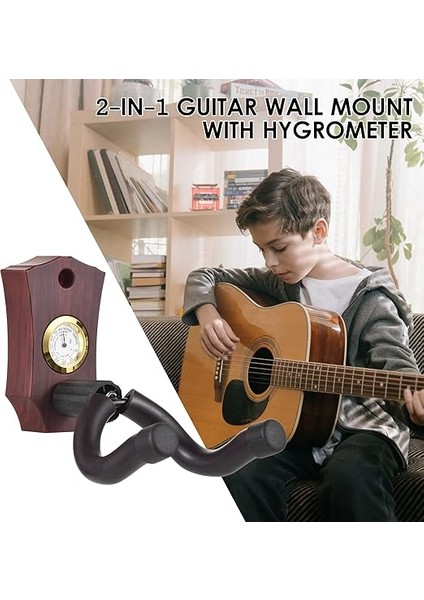 Higro Nem Ölçer ile 2'si 1 Arada Gitar Duvar Montajı Gitar Duvar Askısı Yaylı Enstrüman Tutucu Gitar Ukulele Mandolin Için Katı Sağlam Duvar Kanca Askısı fırsatları