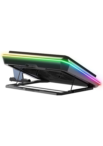 Gaming GT200 Laptop Soğutucu Notebook Stand, 3000 Rpm,10 Rgb Işık Kontrolü, 15.6-17 Inch, Hız Kontrolü, 2 Büyük Fan,telefon Standı, 1 Type-C Usb,1 USB fırsatları