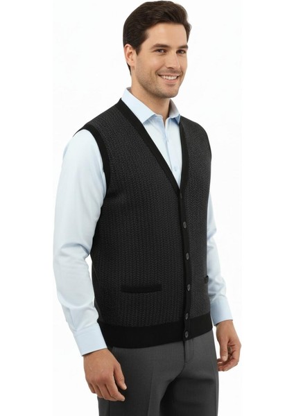 Erkek Düğmeli Yelek Cepli Çelik Örgü Klasik Kalıp 5212L BGL-ST04845 fiyatları