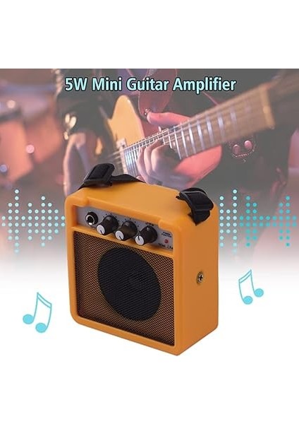 5W Mini Gitar Amfisi Amp Hoparlörü, 3,5 mm ve 6,35 mm Girişli 1/4 Inç Çıkış, Ses Tonu Ayarını Overdrive'ı Destekler modelleri