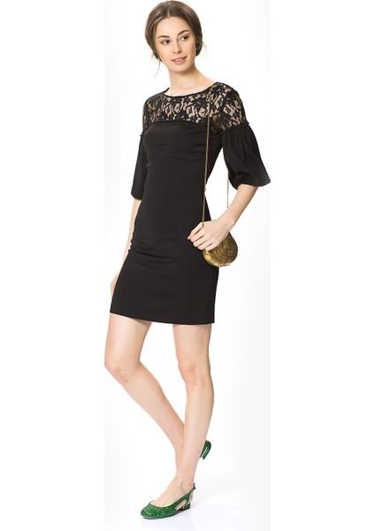 Dantel Detaylı Elbise Siyah Y9911004_001