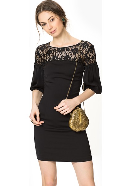 Dantel Detaylı Elbise Siyah Y9911004_001 fiyatları