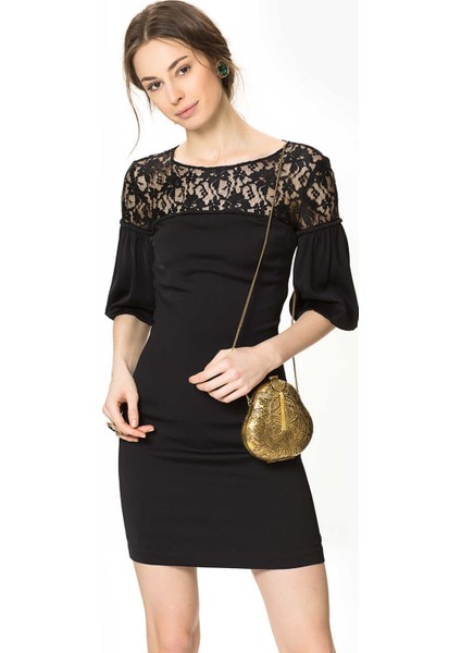 Dantel Detaylı Elbise Siyah Y9911004_001 fırsatları