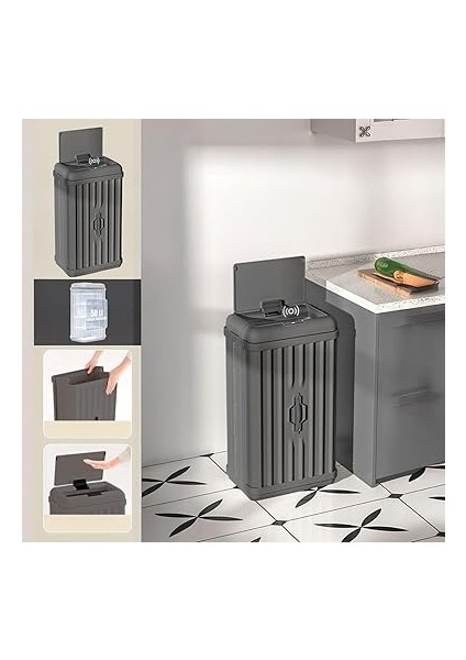 50 Lt Sensörlü Çöp Kovası, Portatif Katlanabilir, Büyük Boy Premium (62X36X26CM), Otomatik Dokunmatik Hareket Sensörlü Akıllı Mutfak Banyo Ofis Çöp Kutusu (Antrasit) indirimleri