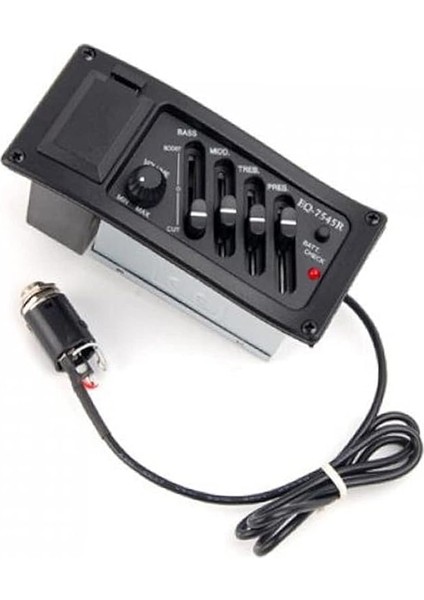 EQ-7545R Gitar Manyetiği Preamp Akustik Gitar Tuner 4 Bant Ekolayzer Manyetiği Amfi Için Siyah
