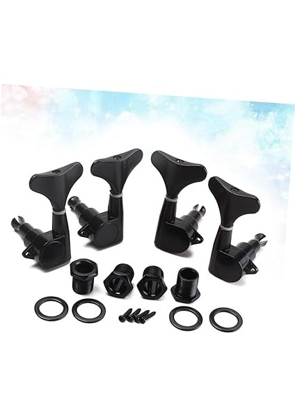 4 Adet Siyah Kapalı Bas Gitar Akort Burgusu Sol Sağ Tuner Kafası ve Gitar Için Vida ve Ferrul ile Uyumlu modelleri