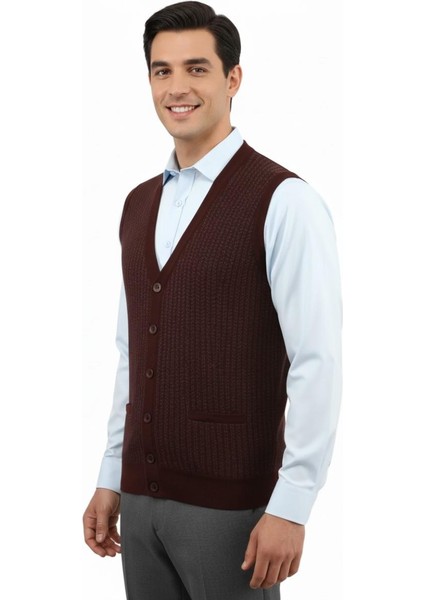 Erkek Düğmeli Yelek Cepli Çelik Örgü Klasik Kalıp 5212L BGL-ST04845 fiyatları