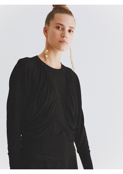 Büzgülü Bluz Siyah K2013049_001