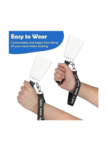 Çanları Saplı Gürültü Yapıcılar: Cowbells El Perküsyonu, Spor Etkinlikleri Için Bilek Kayışı - 2 Adet 2 Adet 20,8 cm Büyük Yüksek Sesle Tezahürat Zili Futbol Oyunları Mezuniyet Için (Beyaz) fırsatları