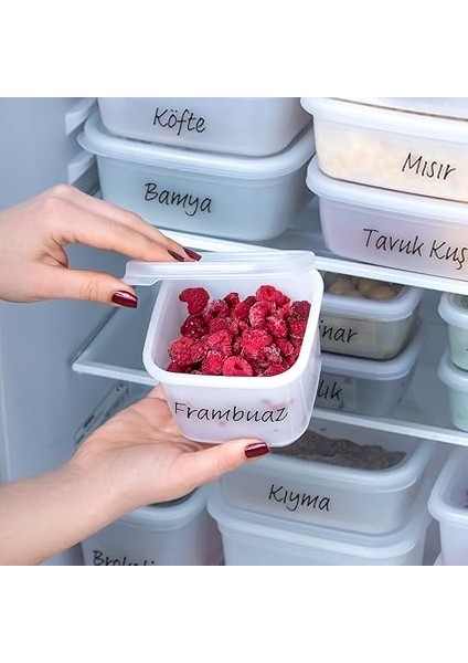 1126 12'lı Etiketli No Frost -25°c Derin Dondurucu Mikrodalga Yiyecek Erzak Saklama Kabı Seti Beyaz modelleri