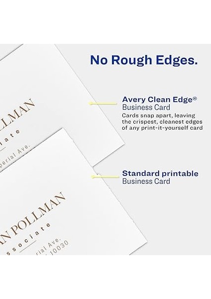 Basılabilir Kartvizitler, Mürekkep Püskürtmeli Yazıcı, 200 Kart, 2 x 3,5, Temiz Kenar, Ağır, Fildişi Rengi (8876) fırsatları