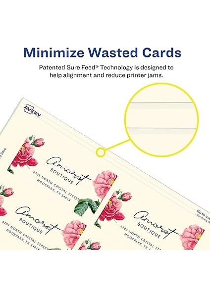Basılabilir Kartvizitler, Mürekkep Püskürtmeli Yazıcı, 200 Kart, 2 x 3,5, Temiz Kenar, Ağır, Fildişi Rengi (8876) indirimleri