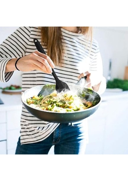 Silikon Mutfak Yardımcısı, 6 Adet Silikon Spatula, Çorba Kaşığı, Fırın Fırçası, Spatula, Isıya Dayanıklı ve Yapışmaz, Paslanmaz Çelik ve Dikişsiz Tek Parça Tasarım Siyah-Gri-Kırmızı (Gri) fırsatları