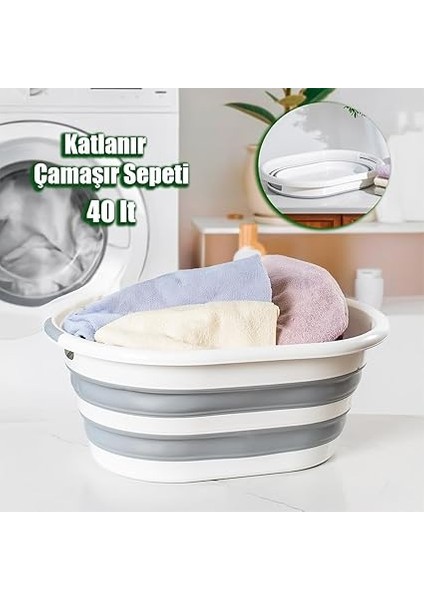 LA-550 Katlanabilir Çamaşır Sepeti Akordiyon Katlanır Sele Sepet Silikon Çamaşır Sepeti 40 L fiyatları