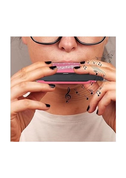 Mızıka, 10 Delikli Blues Armonika, Yetişkinler, Profesyoneller, Yeni Başlayanlar ve Çocuklar Için Kılıflı Mızıka (Pembe) indirimleri