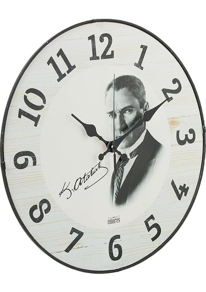 36 cm Gerçek Bombe Cam Akar Saniye Sessiz Mekanizma Dekoratif Atatürk Duvar Saati