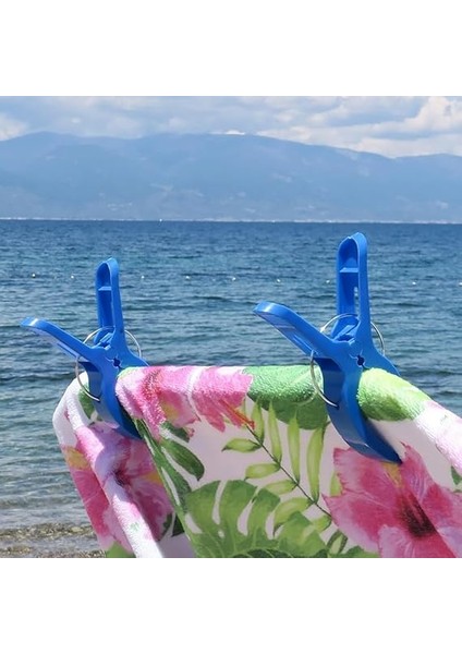 Mandal Plaj Havlusu Şezlong Sabitleyici Halı Asma Mandalı Çamaşır Klipsi Havlu Kıyafet Tutucu (4, Mavi) fırsatları