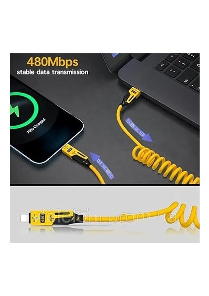 65W 4 In 1 Usb+C Type C To Lightning ile Uyumlu Şarj Kablosu, Metal Başlık Sağlam Kopmaz Kablo Akordiyon Pd Hızlı Şarj Ios USB iphone Samsung indirimleri