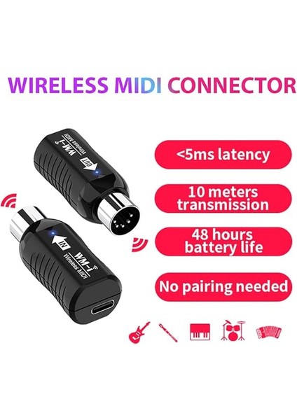 Mıdı Adaptörü Ses Verici Alıcısı Hz Ultra Düşük Gecikmeli Dahili Sessiz Taşınabilir Mıdı Konnektörü Nefesli Çalgılar Gitar Dijital Piyano Klavye Için modelleri