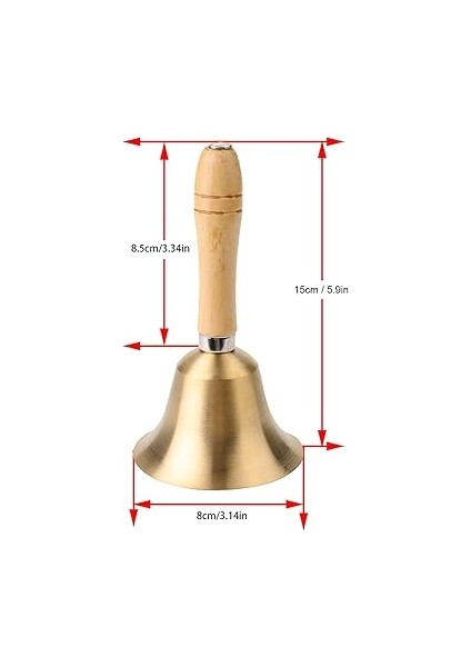 8cm Çok Fonksiyonlu El Zili, Yüksek Sesle Net Ses Oluşturmak Zarif Bakır Çan Ahşap Saplı Okul Çocukları Için Oyuncak fiyatları