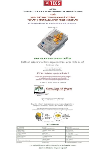 AR-1000 Starter Kodlama Laboratuvarı Arduıno® Uyumlu indirimleri
