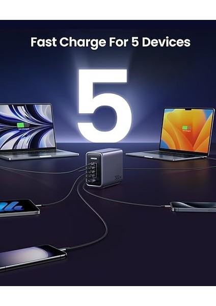 Nexode 300 W USB C Gan Şarj Cihazı, Pd3.1 Tek Bağlantı Noktalı 140 W, Çoklu Şarj Cihazı, 5 Bağlantı Noktalı, MacBook iPad iPhone Galaxy Pixel Steam Deck Kablo 240 W 1,5 M modelleri