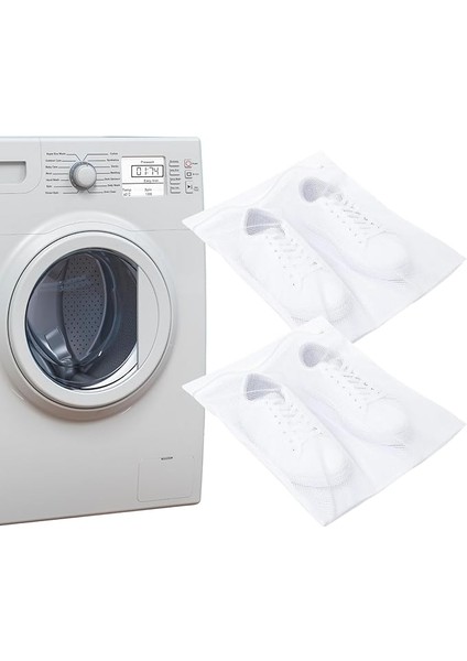 Ekonomik Fermuarlı Ayakkabı Yıkama Filesi (2 Adet) (39X42 Cm) (Beyaz)