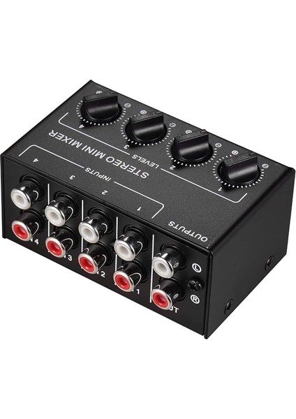 4 Kanallı Rca Girişli Mini Stereo Ses Mikseri Ayrı Ses Kontrolleri Tam Metal Kabuk