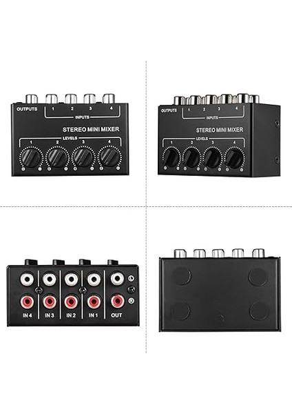 4 Kanallı Rca Girişli Mini Stereo Ses Mikseri Ayrı Ses Kontrolleri Tam Metal Kabuk fırsatları