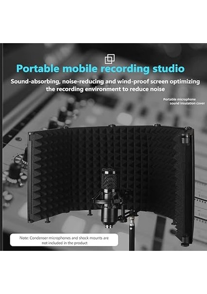 Katlanabilir Ayarlanabilir Ses Emici Vokal Paneli Taşınabilir Izolasyon Mikrofon Kalkanı Ses Geçirmez Plaka fırsatları