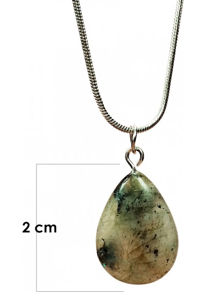 Labradorit Doğal Taşı Zincirli El Yapımı Kolye Uç: 2 cm Zincir: 20 cm Kutulu fiyatları