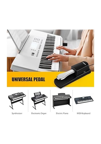 Sustain Pedal, Evrensel Piyano Ayak Pedalı, Polarite Anahtarı, Dijital Piyano, Elektronik Klavye, Mıdı Klavye, Elektronik Org, Sentezleyici Için Klavye Pedalı, Sürdürme Pedalı, 1.6m Kablo fırsatları