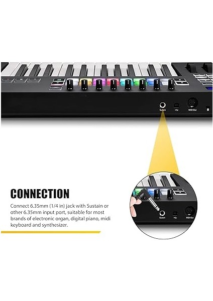 Sustain Pedal, Evrensel Piyano Ayak Pedalı, Polarite Anahtarı, Dijital Piyano, Elektronik Klavye, Mıdı Klavye, Elektronik Org, Sentezleyici Için Klavye Pedalı, Sürdürme Pedalı, 1.6m Kablo indirimleri