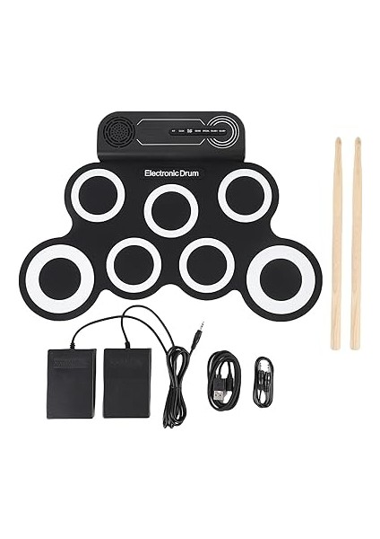 Davul Seti, 7 Davul Uygulama Pad Silikon Ses Efektleri, Drum Pedalları ve Dumbalıkları, Müzik Enstrüman Oyuncakları Çocuklar Için Yetişkinler fiyatları