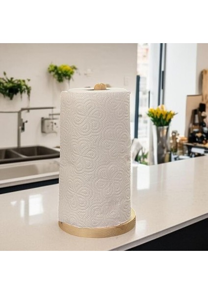 ve Kağıt Havluluk – Doğal Masif Ahşap Napkin Holder ve Paper Towel Dispenser – Mutfak Dekoru, Doğal Ahşap Ürün