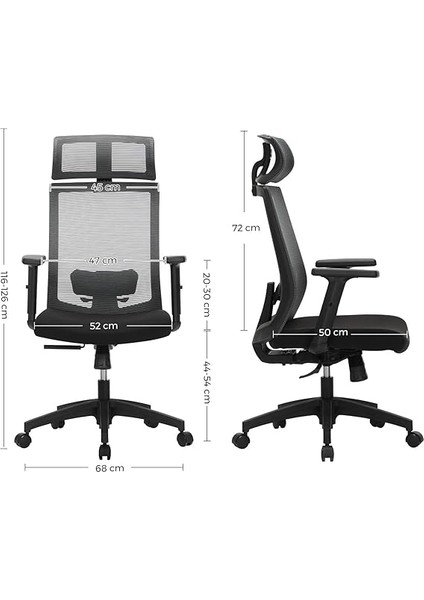 Ofis Koltuğu, File Kaplamalı Masa Sandalyesi, Ayarlanabilir Bel Desteği, Koltuk Başlığı ve Kolçaklar, 120'YE Kadar Ayarlanabilir Eğim Açısı, Gri OCN55BG, 6660 (97-105,5) cm modelleri