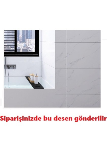 Beyaz Mermer Desen Yapışkanlı Pvc Duvar Kaplama Mutfak Banyo Sticker 30 * 60CM 6 Adet 1,08MT2 fiyatları