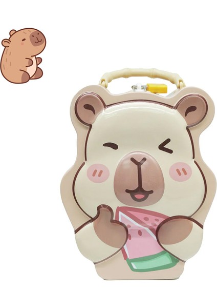 Capybara Figürlü Metal Kumbara Sevimli Tasarımı | Özel Kilitli Kawaii Para Kutusu