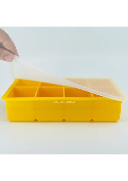 Chef Eysigo Kapaklı Silikon Buz Kalıbı - Bpa Içermeyen, Viski ve Kokteyller Için Büyük Buz Kalıpları, 2 Inç Büyük Buz Küpleri Yapmak Için Kolayca Çıkarılabilen Silikon Buz Kalıbı, Sarı